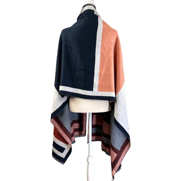 H&M Wide Wrap Scarf Colorblock Vegan Woven Blanket - Picture 7 of 8